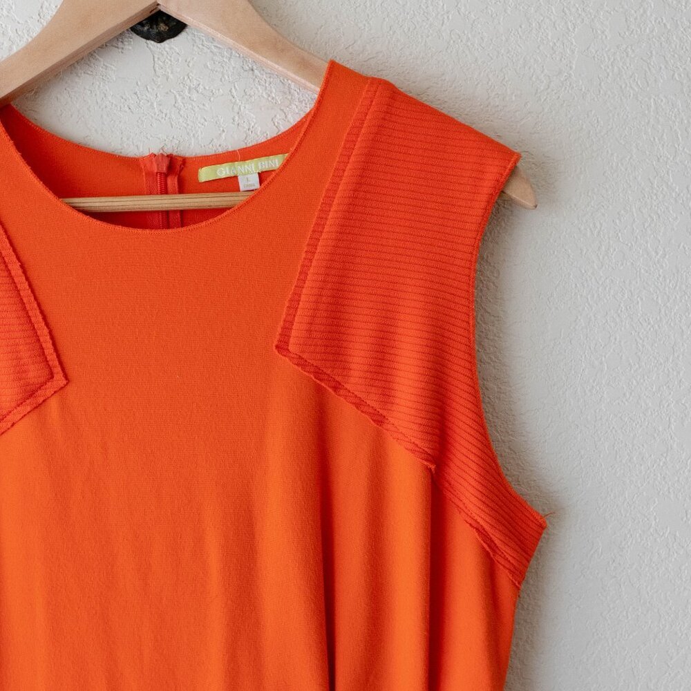 Gianni Bini Orange Textured Shoulder Dress | Size Large - Picture 2 of 10